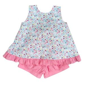 NWT James & Lottie Mae Swing Bloomer Short Set, Tooty Fruity Flamingo
